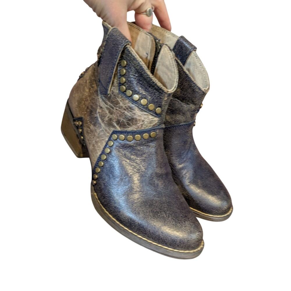 Circle G By Corral Ladies Blue Studded Star Inlay Booties Size 7